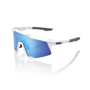 100 Percent Speedcraft Matte White Sunglasses | HiPER Blue Mirror