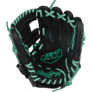 Rawlings R9 11 Inch Youth Baseball Glove | Black & Mint