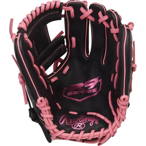 Rawlings R9 11.5 Inch Baseball Glove | Black & Pink