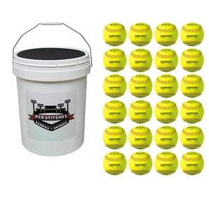 Red Stitches Bucket Of Softballs | 11 Inch