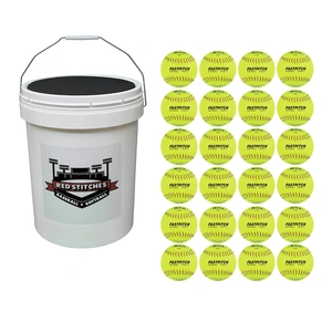 Red Stitches Bucket Of Softballs | 12 Inch